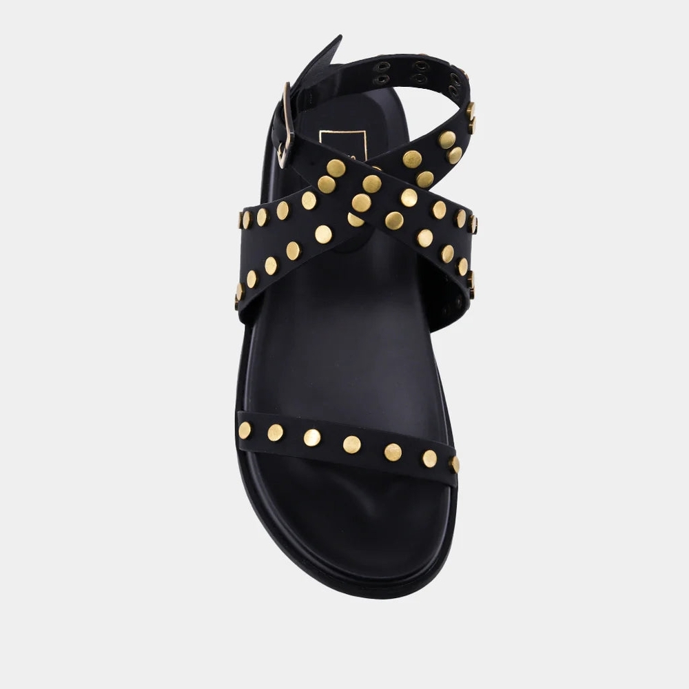 Black and Gold Studded Women's Sandals